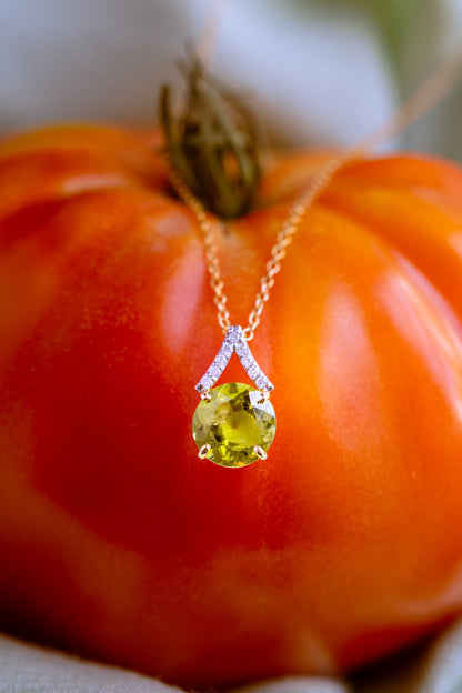 Customizable Birthstone Pendant with Diamond Accent